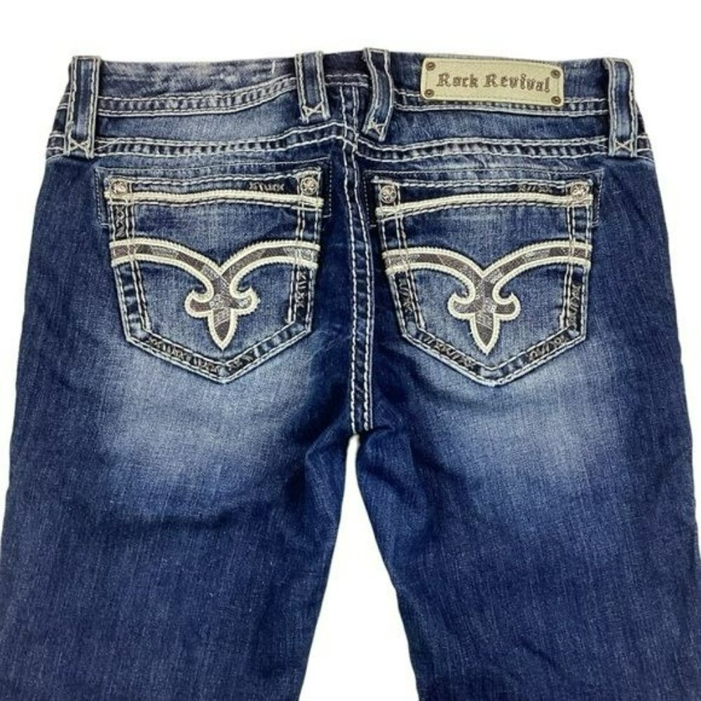 Rock Revival Julie Womens Distressed Capri Jeans Size 29 Blue Denim - Picture 5 of 12